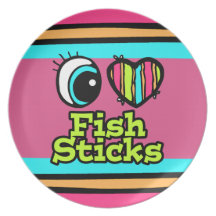 Bright Eye Heart I Love Fish Sticks Plates