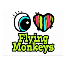 Bright Eye Heart I Love Flying Monkeys Post Card