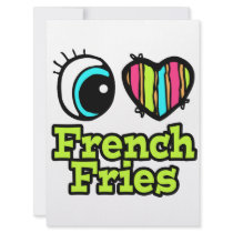 Bright Eye Heart I Love French Fries Personalized Invite
