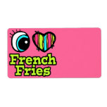 Bright Eye Heart I Love French Fries Personalised Shipping Label