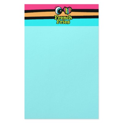 Bright Eye Heart I Love French Fries Stationery Paper by super_shop