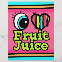 Bright Eye Heart I Love Fruit Juice Flyer Design