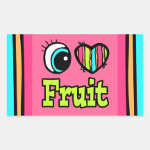 Bright Eye Heart I Love Fruit Rectangle Stickers