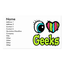Bright Eye Heart I Love Geeks Business Card Templates