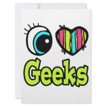 Bright Eye Heart I Love Geeks Custom Invites