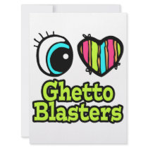 Bright Eye Heart I Love Ghetto Blasters Personalized Invitation