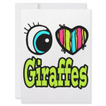 Bright Eye Heart I Love Giraffes Custom Invites