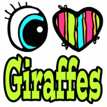 Bright Eye Heart I Love Giraffes Photo Cut Outs
