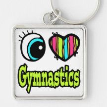Bright Eye Heart I Love Gymnastics Keychain