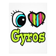 Bright Eye Heart I Love Gyros Personalized Invite