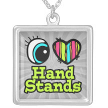 Bright Eye Heart I Love Hand Stands Custom Necklace