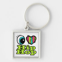 Bright Eye Heart I Love Hip Hop Keychains