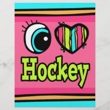 Bright Eye Heart I Love Hockey Flyer Design
