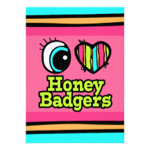 Bright Eye Heart I Love Honey Badgers Custom Announcements