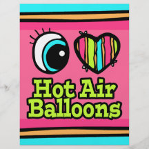 Bright Eye Heart I Love Hot Air Balloons Flyer Design