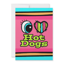 Bright Eye Heart I Love Hot Dogs Custom Announcement