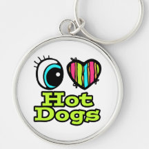 Bright Eye Heart I Love Hot Dogs Key Chain