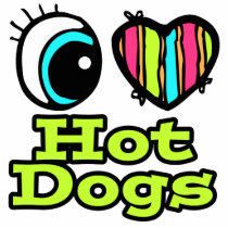 Bright Eye Heart I Love Hot Dogs Photo Cutouts