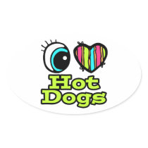Bright Eye Heart I Love Hot Dogs Sticker