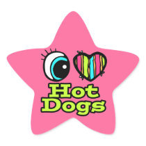 Bright Eye Heart I Love Hot Dogs Sticker