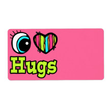 Bright Eye Heart I Love Hugs Personalised Shipping Label