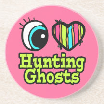Bright Eye Heart I Love Hunting Ghosts Beverage Coaster