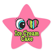 Bright Eye Heart I Love Ice Cream Cake Star Sticker