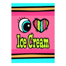 Bright Eye Heart I Love Ice Cream Personalized Announcements