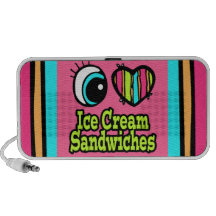 Bright Eye Heart I Love Ice Cream Sandwiches Laptop Speaker