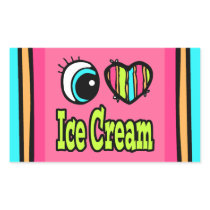 Bright Eye Heart I Love Ice Cream Rectangle Stickers