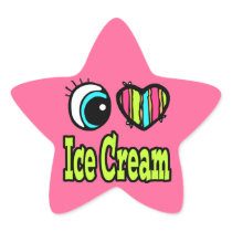 Bright Eye Heart I Love Ice Cream Star Stickers