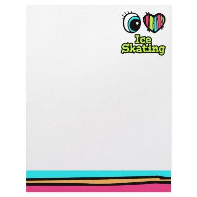 Bright Eye Heart I Love Ice Skating Personalized Letterhead by super_shop
