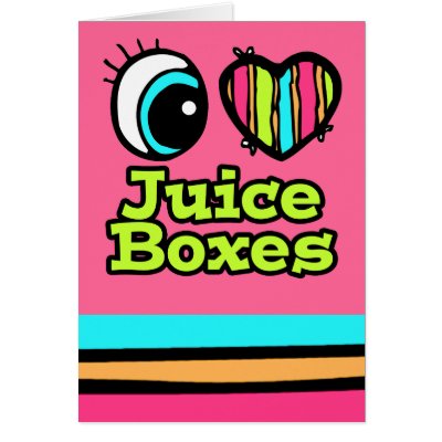Bright Eye Heart I Love Juice Boxes Greeting Cards by super_shop