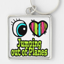 Bright Eye Heart I Love Jumping out of Planes Keychain