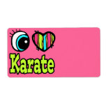 Bright Eye Heart I Love Karate Personalized Shipping Labels