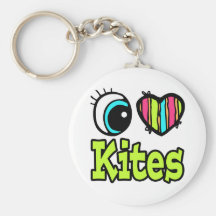 Bright Eye Heart I Love Kites Key Chain