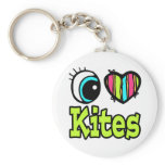 Bright Eye Heart I Love Kites Key Chain