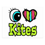 Bright Eye Heart I Love Kites Postcard