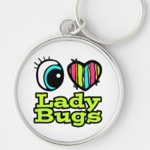 Bright Eye Heart I Love Ladybugs Key Chain