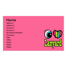 Bright Eye Heart I Love Lanyard Business Card Template