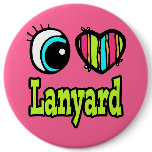 Bright Eye Heart I Love Lanyard Button