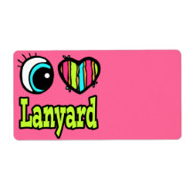 Bright Eye Heart I Love Lanyard Shipping Labels
