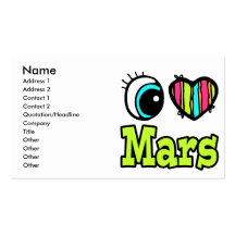 Bright Eye Heart I Love Mars Business Card Template