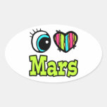 Bright Eye Heart I Love Mars Oval Sticker