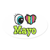 Bright Eye Heart I Love Mayo Oval Stickers