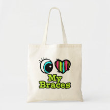 Bright Eye Heart I Love My Braces Tote Bags