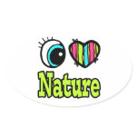 Bright Eye Heart I Love Nature Oval Stickers