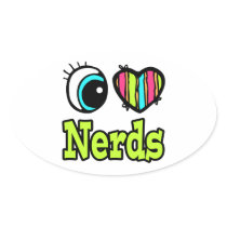 Bright Eye Heart I Love Nerds Stickers