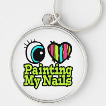 Bright Eye Heart I Love Painting My Nails Key Chains