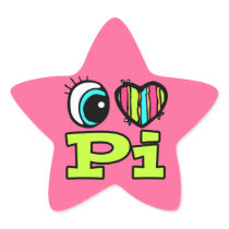 Bright Eye Heart I Love Pi Stickers